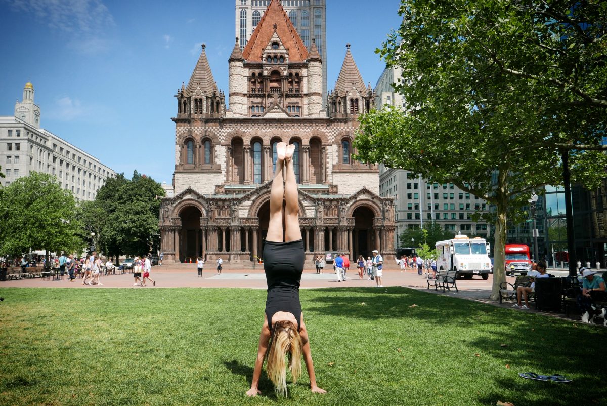 Hand stand Boston Trinity Church